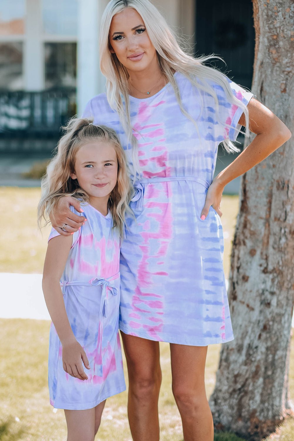 Girls Tie-Dye Belted T-Shirt Dress - DunbiBeauty, LLC