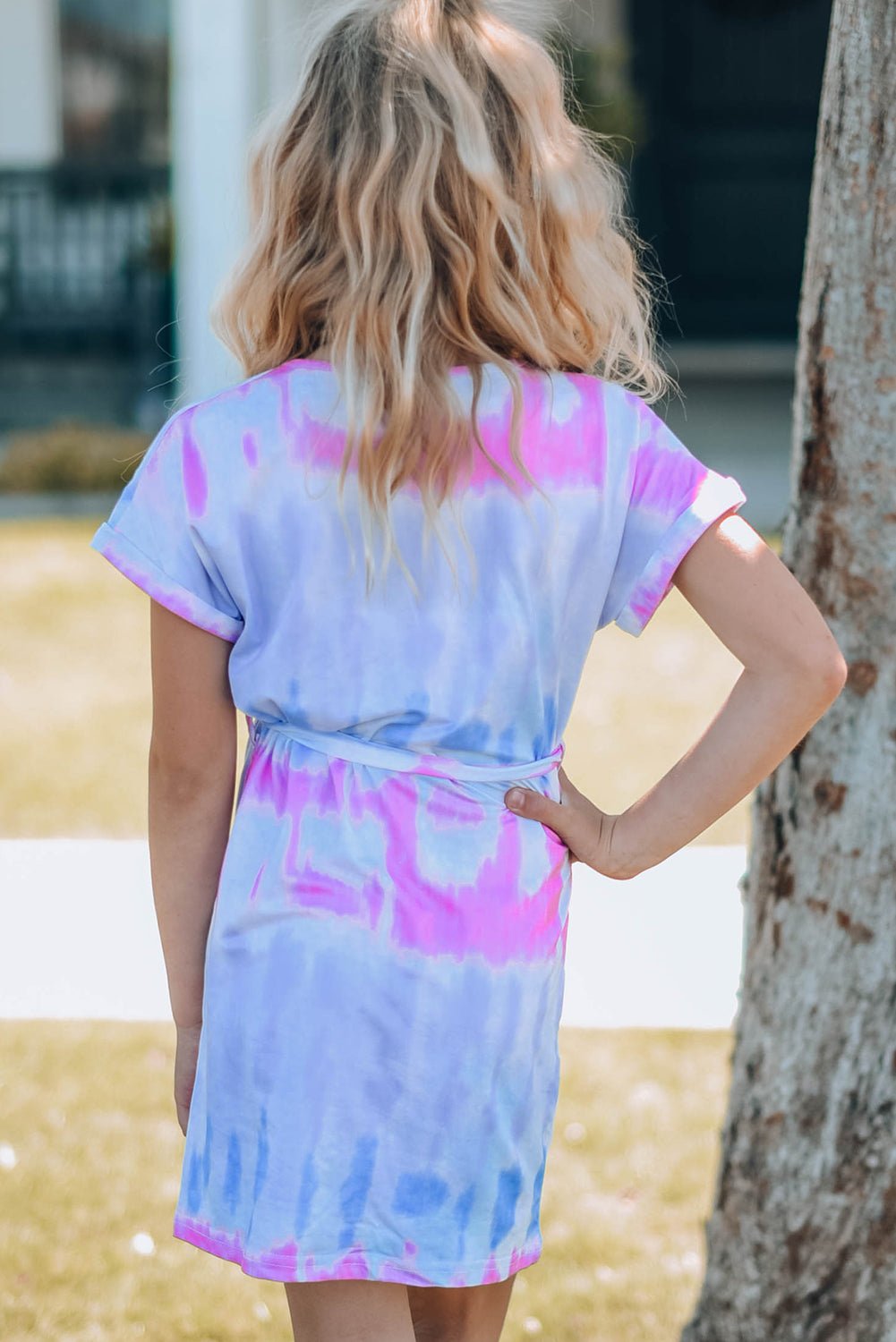 Girls Tie-Dye Belted T-Shirt Dress - DunbiBeauty, LLC