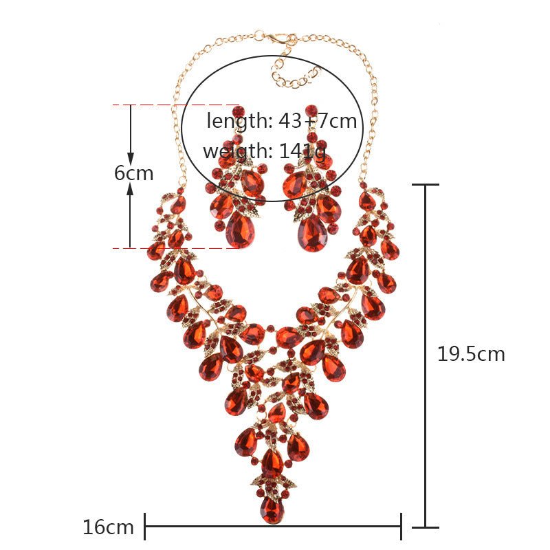 Glam Fashion Water Droplets Crystal Alloy Plating Earrings Necklace Jewelry Set - DunbiBeauty, LLC