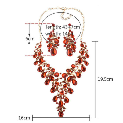 Glam Fashion Water Droplets Crystal Alloy Plating Earrings Necklace Jewelry Set - DunbiBeauty, LLC