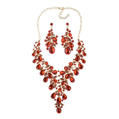 Glam Fashion Water Droplets Crystal Alloy Plating Earrings Necklace Jewelry Set - DunbiBeauty, LLC