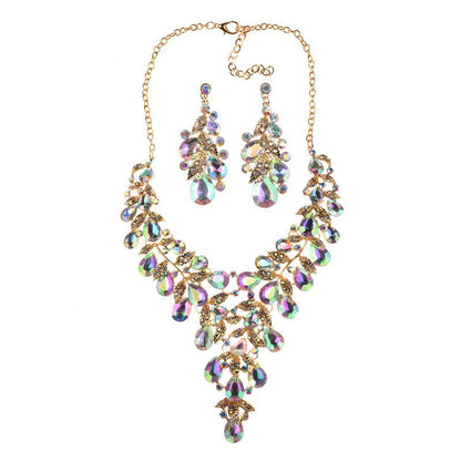 Glam Fashion Water Droplets Crystal Alloy Plating Earrings Necklace Jewelry Set - DunbiBeauty, LLC