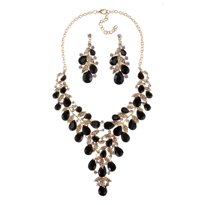 Glam Fashion Water Droplets Crystal Alloy Plating Earrings Necklace Jewelry Set - DunbiBeauty, LLC