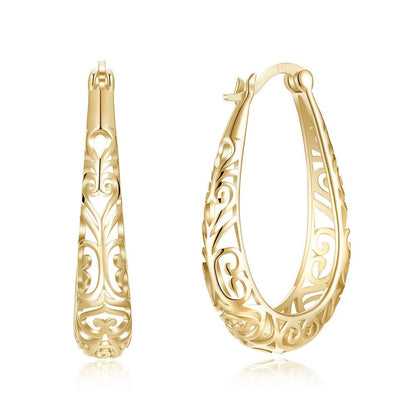 Glamorous Hollow Oval Hoop Earrings - DunbiBeauty, LLC