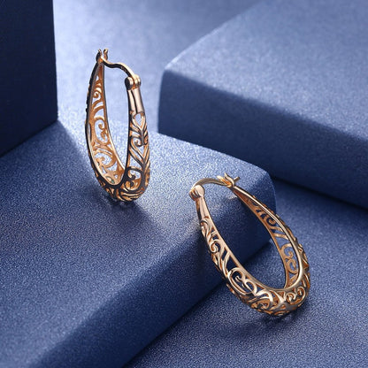 Glamorous Hollow Oval Hoop Earrings - DunbiBeauty, LLC