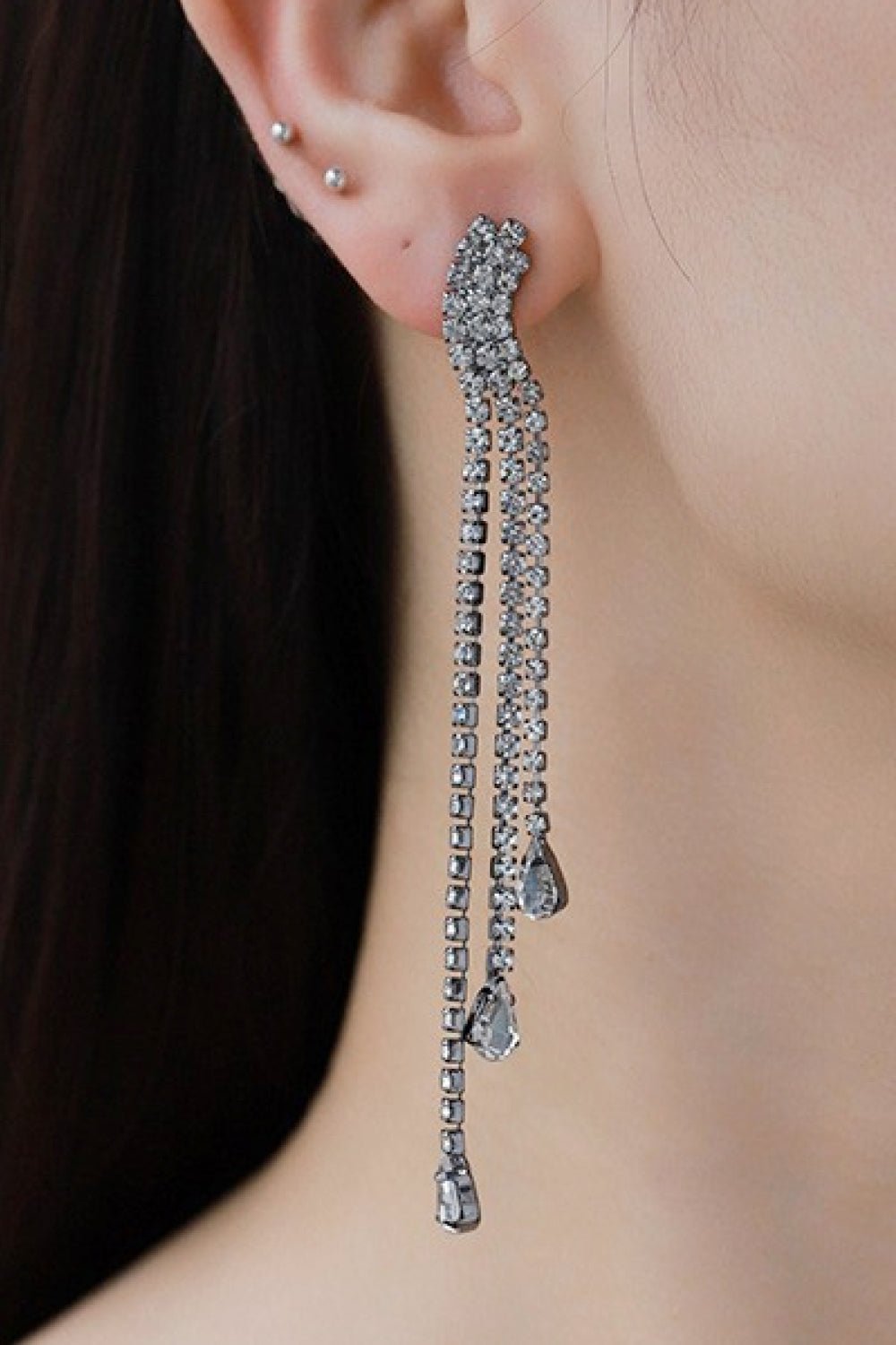 Glass Stone Fringe Dangle Earrings - DunbiBeauty, LLC