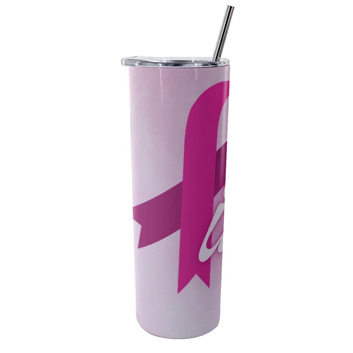 Glitter Tumbler With Stainless Steel Straw 20oz Pink Breast Cancer Awareness (Designed by Dunbi) - DunbiBeauty, LLC