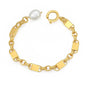 Gold Natural Freshwater Pearl Link Bracelet - DunbiBeauty, LLC