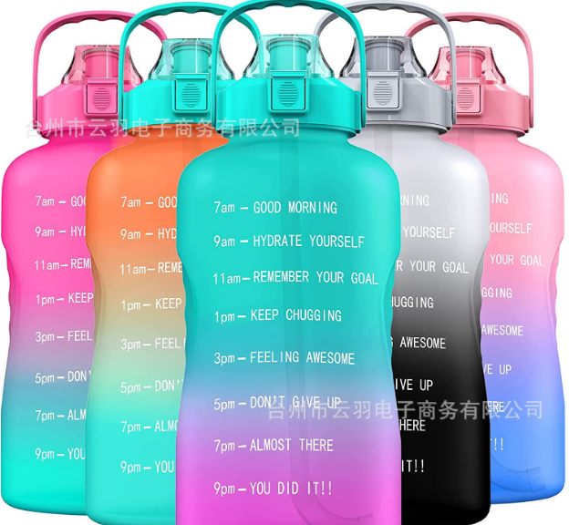 Gradient Tritan Material Handle Large Capacity Bounce Cover With Straw Outdoor Sports Bottle 2000ML - DunbiBeauty, LLC