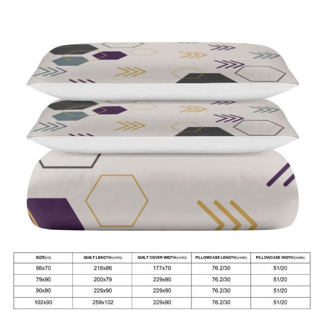 Gray Geometric Arrows 3-Piece Bedding Set (1 Duvet Cover + 2 Pillowcase) - DunbiBeauty, LLC