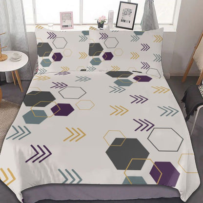 Gray Geometric Arrows 3-Piece Bedding Set (1 Duvet Cover + 2 Pillowcase) - DunbiBeauty, LLC