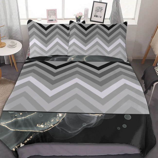 Gray Geometric Galaxy 3-Piece Bedding Set (1 Duvet Cover + 2 Pillowcase) - DunbiBeauty, LLC