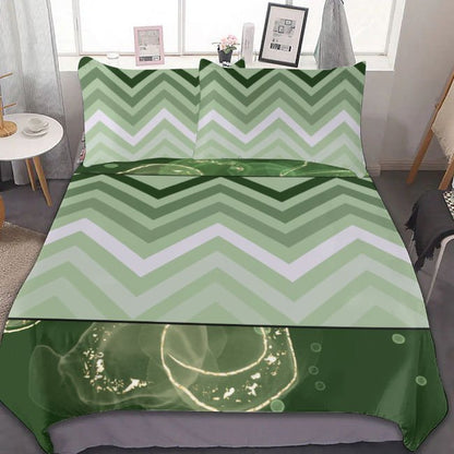 Green Geometric Galaxy 3-Piece Bedding Set (1 Duvet Cover + 2 Pillowcase) - DunbiBeauty, LLC