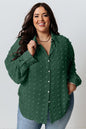 Green Swiss Dot Textured Plus Size Shirt - DunbiBeauty, LLC