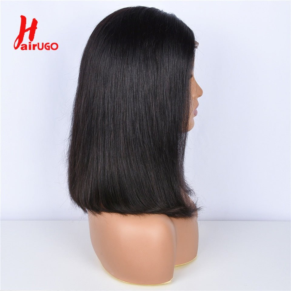 HairUGo 13*1 T Part Lace Wigs 4x4 Lace Closure Short Bob Wig Pre Plucked Brazilian Remy Straight Bob Human Hair Wigs For Women - DunbiBeauty, LLC