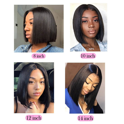 HairUGo 13*1 T Part Lace Wigs 4x4 Lace Closure Short Bob Wig Pre Plucked Brazilian Remy Straight Bob Human Hair Wigs For Women - DunbiBeauty, LLC