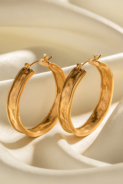 Hammered Stainless Steel Hoop Earrings - DunbiBeauty, LLC