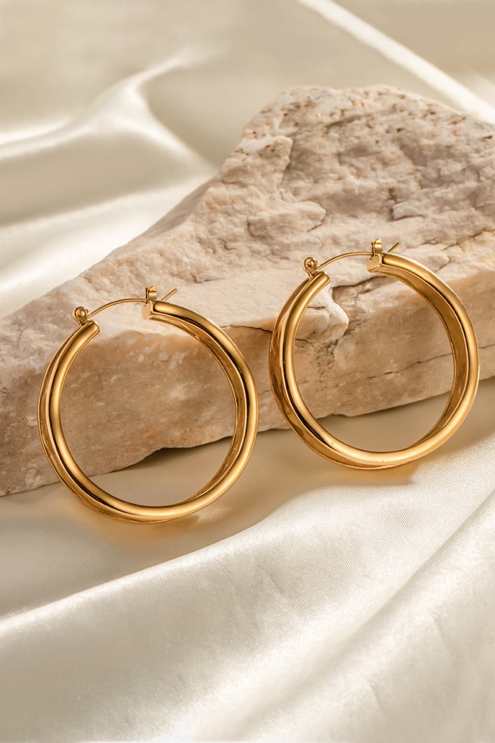 Hammered Stainless Steel Hoop Earrings - DunbiBeauty, LLC