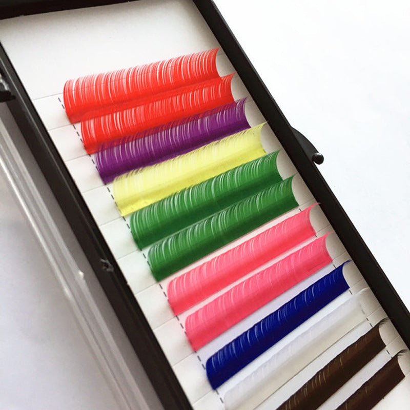 Handmade Rainbow Grafted False Eyelashes Densely Arranged Single Root Planting 0.10 Thick - DunbiBeauty, LLC