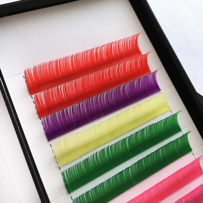 Handmade Rainbow Grafted False Eyelashes Densely Arranged Single Root Planting 0.10 Thick - DunbiBeauty, LLC