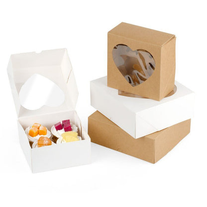 Heart Windowed Cupcake Box with Removable Tray - DunbiBeauty, LLC