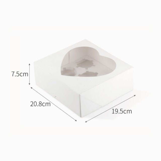 Heart Windowed Cupcake Box with Removable Tray - DunbiBeauty, LLC