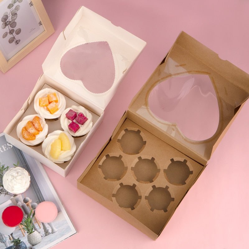 Heart Windowed Cupcake Box with Removable Tray - DunbiBeauty, LLC