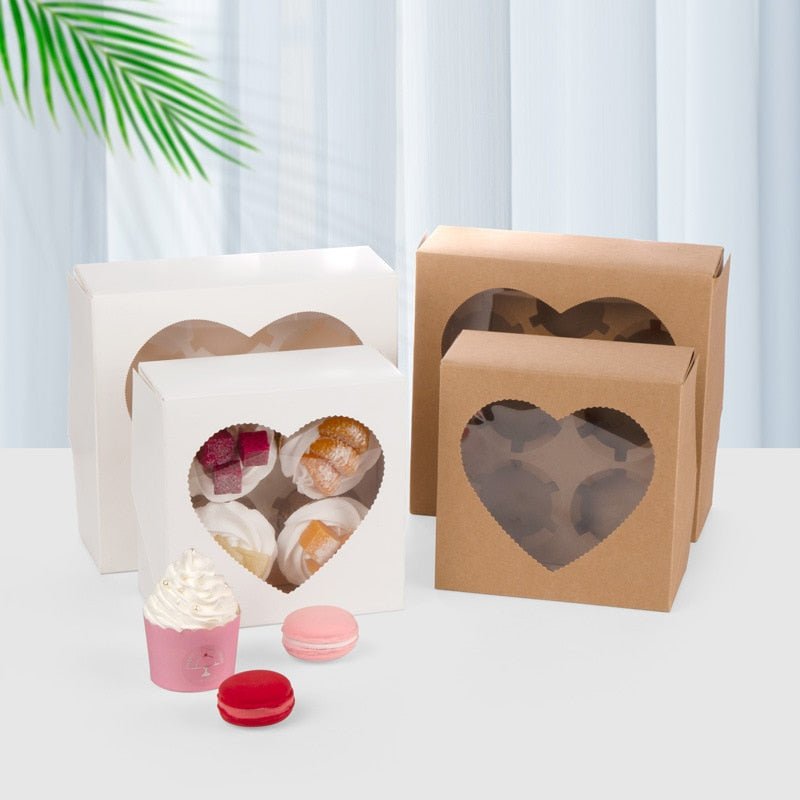 Heart Windowed Cupcake Box with Removable Tray - DunbiBeauty, LLC