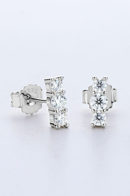 Heartbeat Rhythm 925 Sterling Silver Moissanite Stud Earrings - DunbiBeauty, LLC