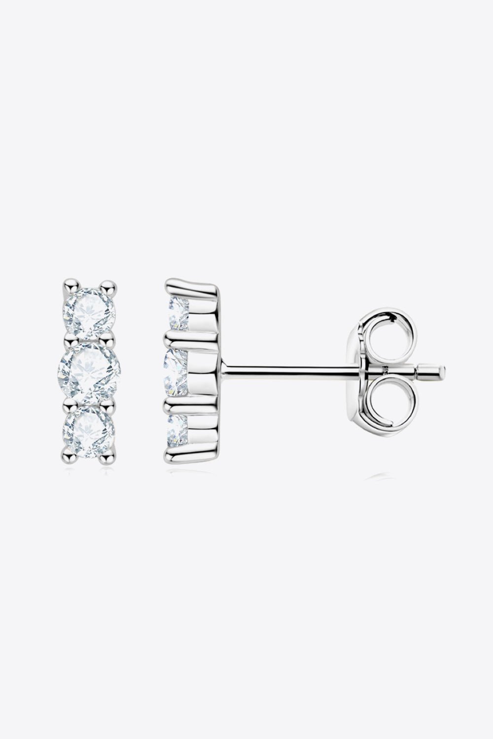 Heartbeat Rhythm 925 Sterling Silver Moissanite Stud Earrings - DunbiBeauty, LLC