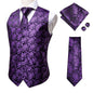 Hi-Tie Men's Silk 4 Piece Vest Handkerchief Cufflinks and Tie Set - DunbiBeauty, LLC