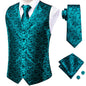 Hi-Tie Men's Silk 4 Piece Vest Handkerchief Cufflinks and Tie Set - DunbiBeauty, LLC