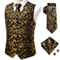 Hi-Tie Men's Silk 4 Piece Vest Handkerchief Cufflinks and Tie Set - DunbiBeauty, LLC