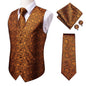 Hi-Tie Men's Silk 4 Piece Vest Handkerchief Cufflinks and Tie Set - DunbiBeauty, LLC