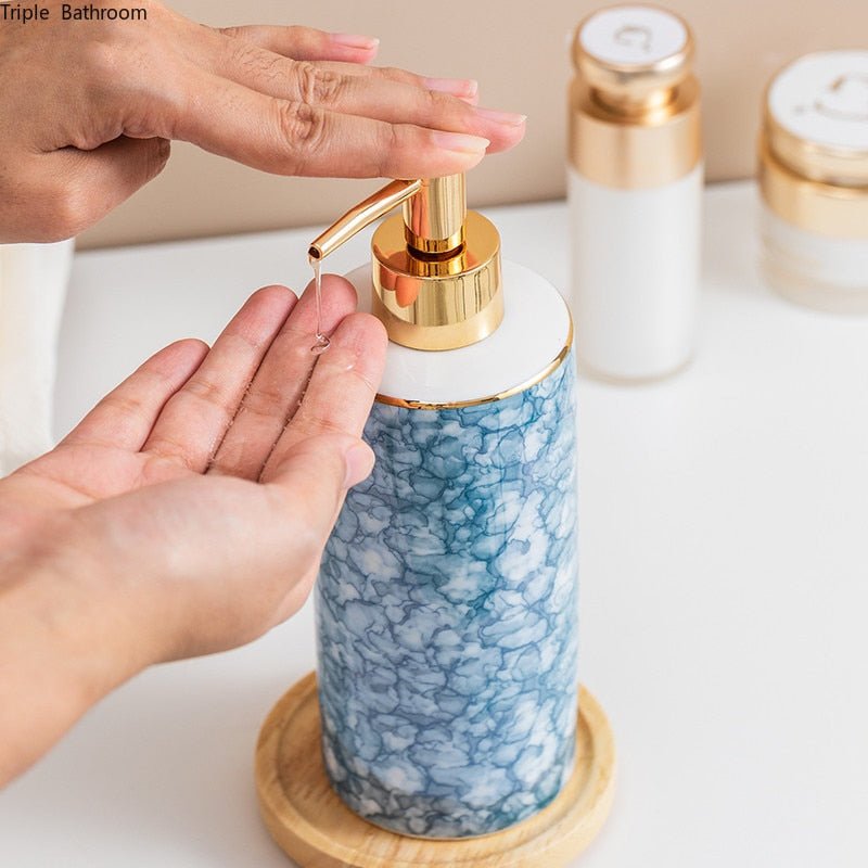 High-grade Ceramics Lotion Bottle Liquid Soap Dispenser Kitchen Hand Sanitizer Storage Shampoo Bottle Bathroom Accessory - DunbiBeauty, LLC