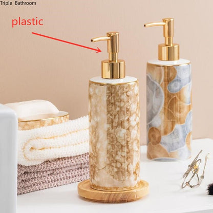 High-grade Ceramics Lotion Bottle Liquid Soap Dispenser Kitchen Hand Sanitizer Storage Shampoo Bottle Bathroom Accessory - DunbiBeauty, LLC