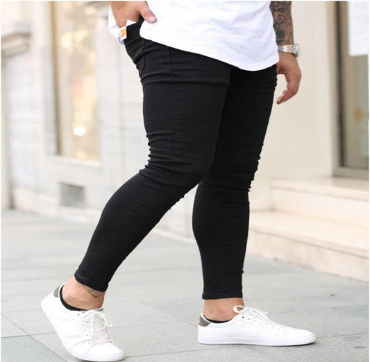 High-quality European And American Men's Golden Black Elastic Skinny Jeans New Large Stock - DunbiBeauty, LLC