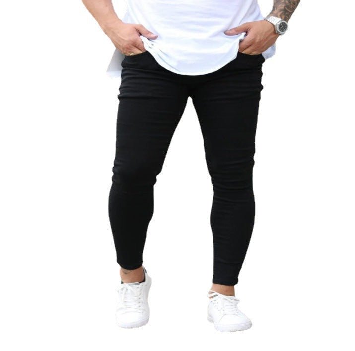 High-quality European And American Men's Golden Black Elastic Skinny Jeans New Large Stock - DunbiBeauty, LLC