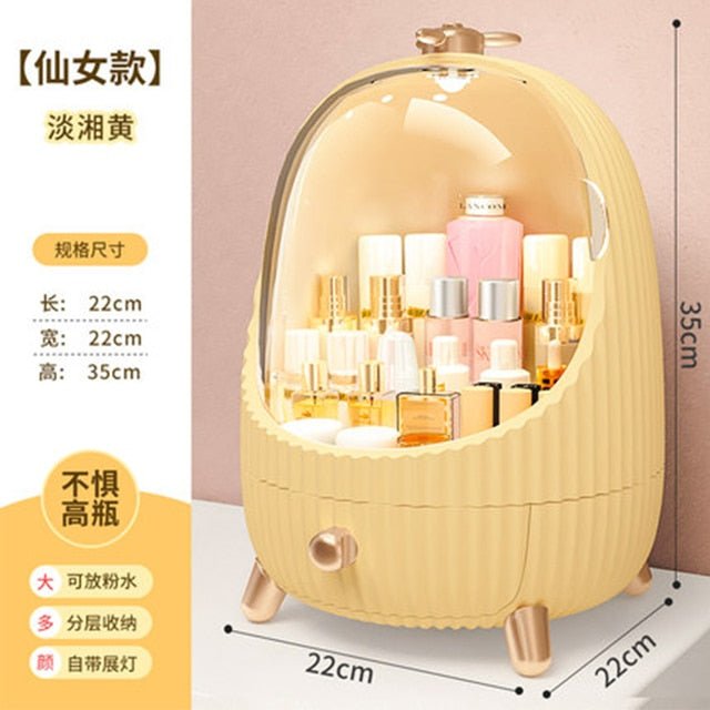 High Quality Makeup Storage Case LED Light With Fan Make Up Organizer Drawer Desktop Skincare Lipstick Cosmetic Beauty Box - DunbiBeauty, LLC