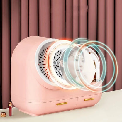 High Quality Makeup Storage Case LED Light With Fan Make Up Organizer Drawer Desktop Skincare Lipstick Cosmetic Beauty Box - DunbiBeauty, LLC