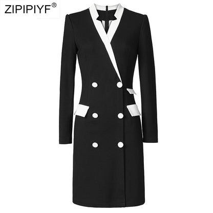 HIGH QUALITY New Fashion 2018 Runway Designer Dress Women&#39;s Long Sleeve Notched Collar Double Breasted Buttons Dresses H5710 - DunbiBeauty, LLC