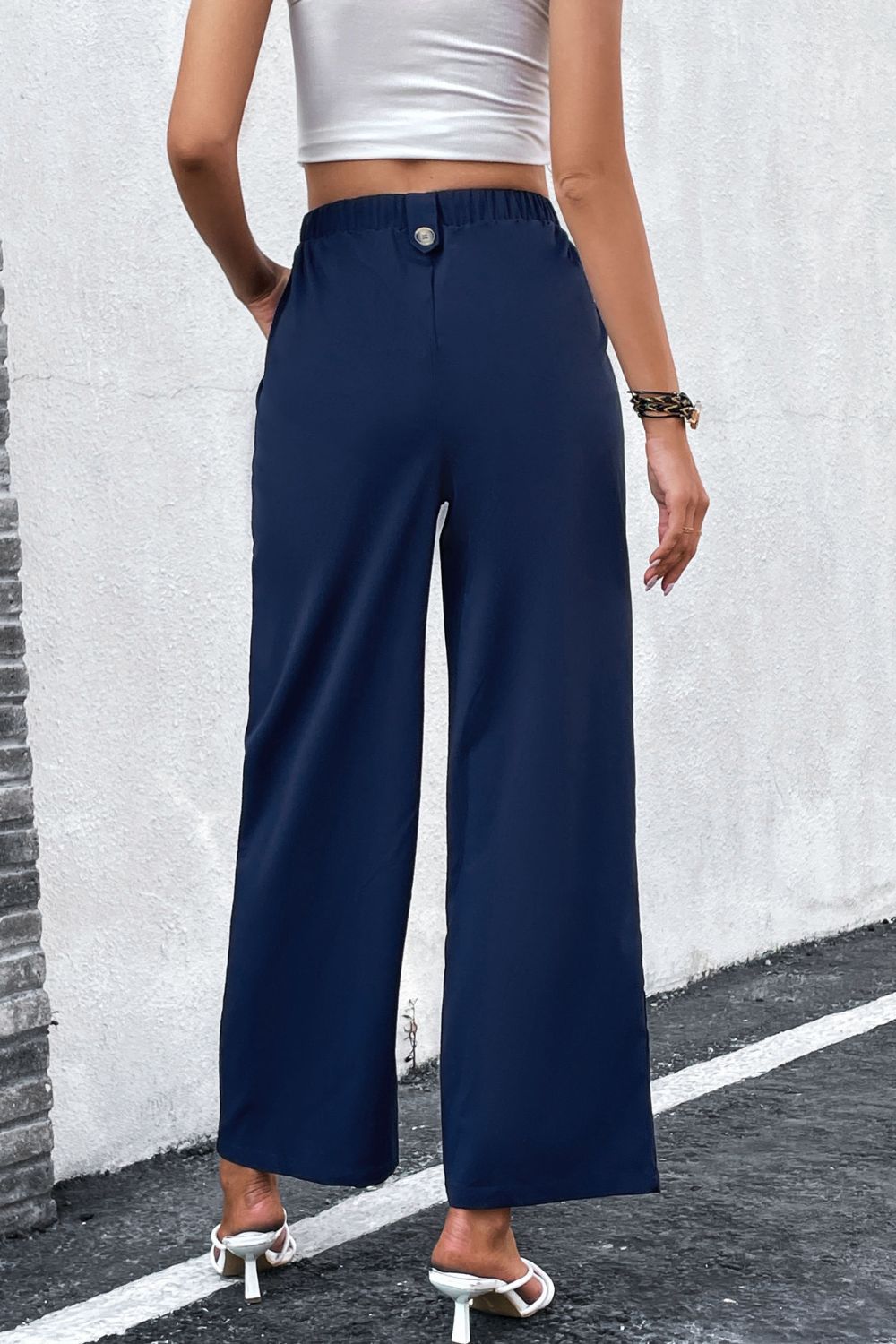 High-Rise Pleated Waist Wide Leg Pants - DunbiBeauty, LLC