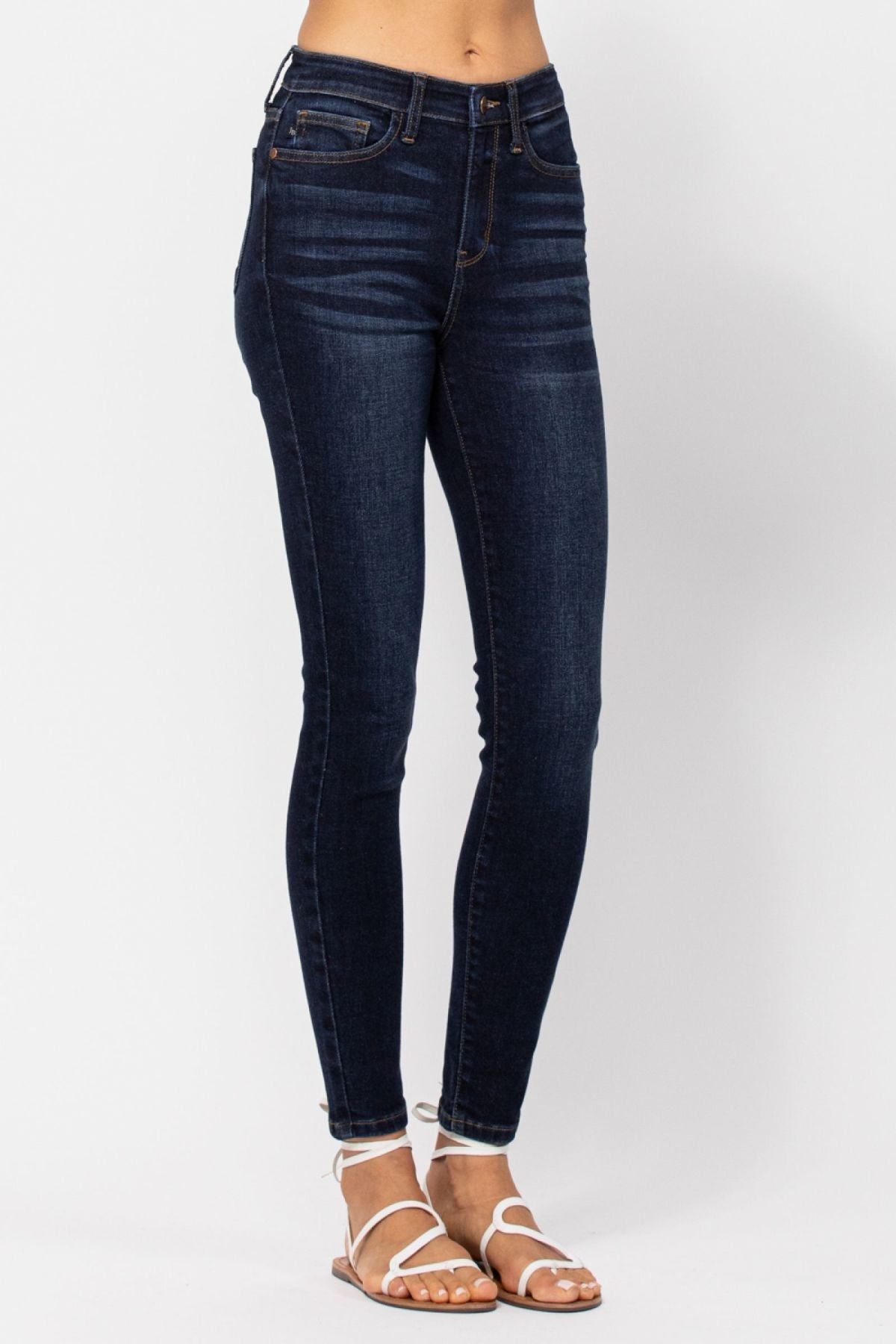 High Rise Skinny Jeans with Handsanding By Judy Blue - DunbiBeauty, LLC