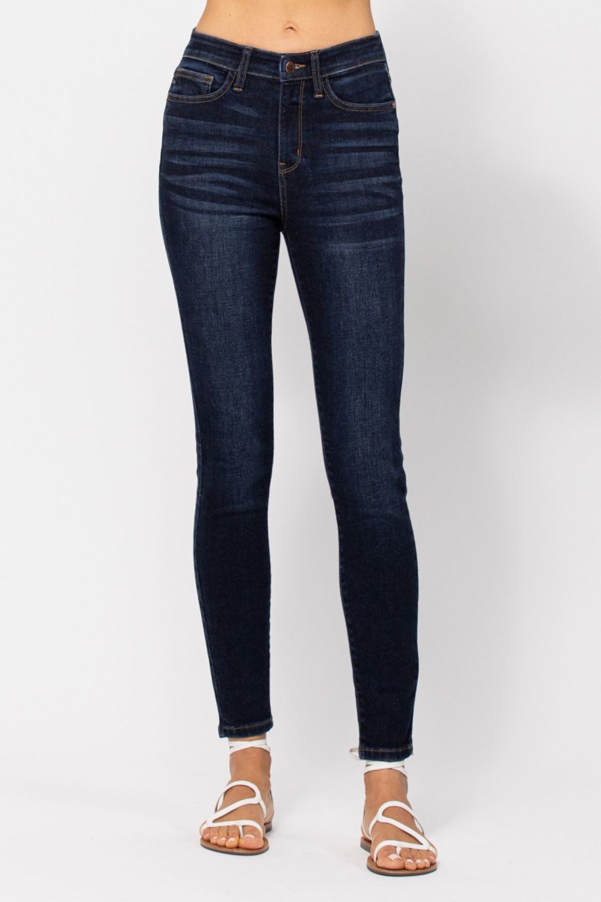 High Rise Skinny Jeans with Handsanding By Judy Blue - DunbiBeauty, LLC