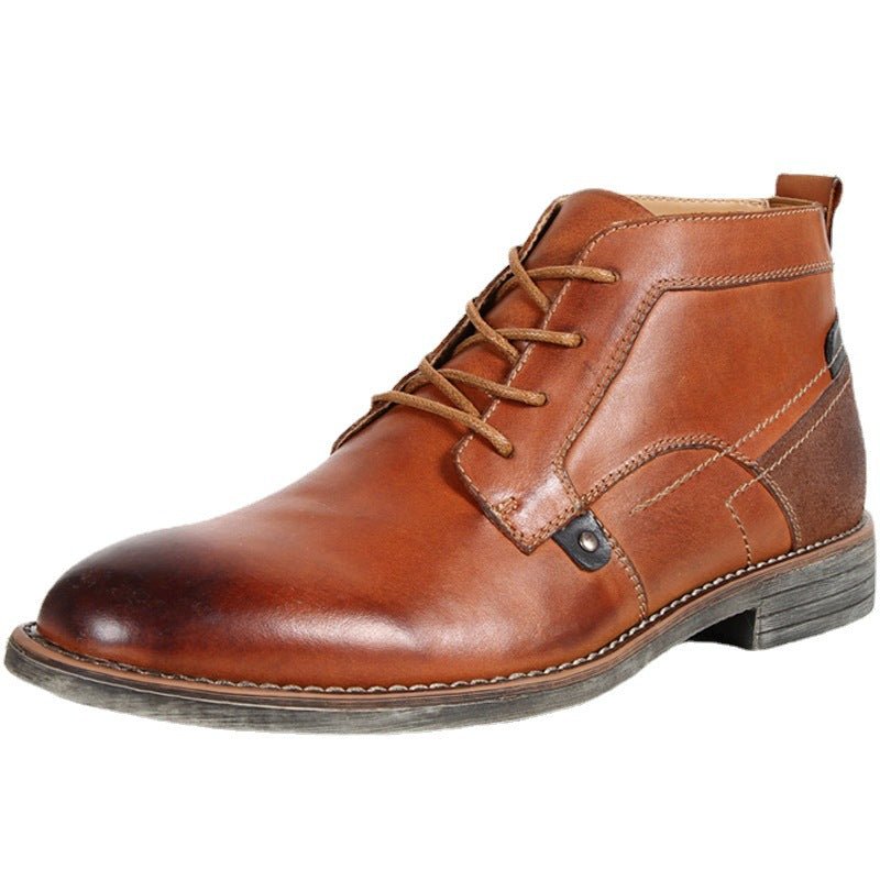 High-top Shoes Men's Desert Boots Toe Layer Cowhide - DunbiBeauty, LLC