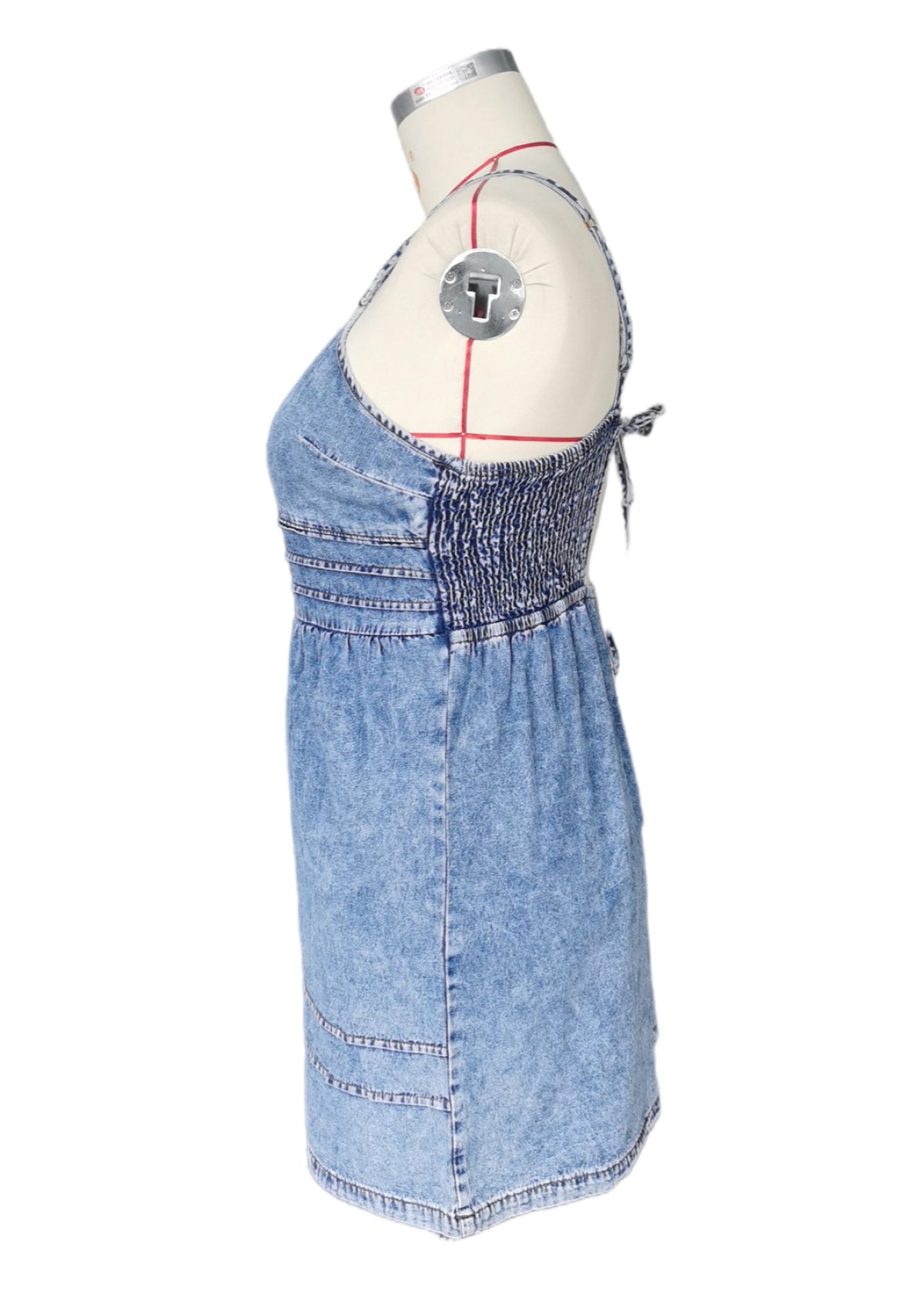 High Waist Backless Spaghetti Straps Denim Dress - DunbiBeauty, LLC