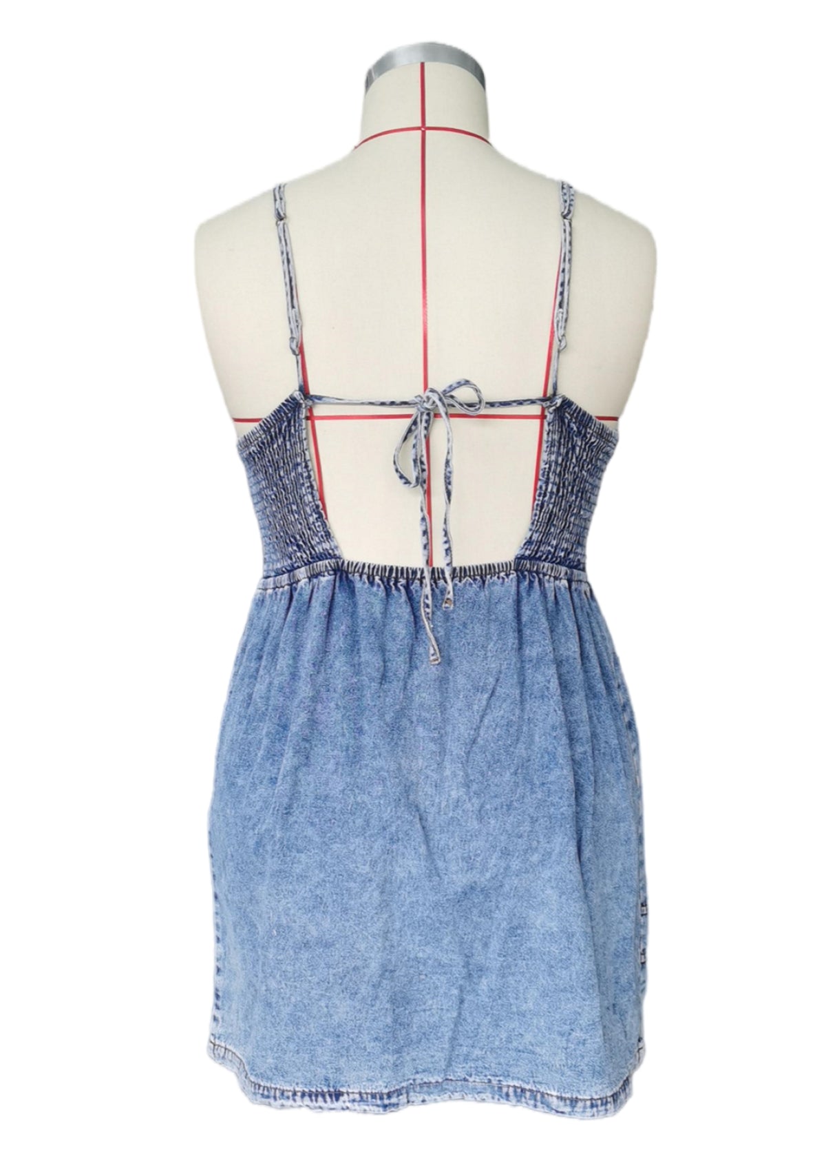 High Waist Backless Spaghetti Straps Denim Dress - DunbiBeauty, LLC