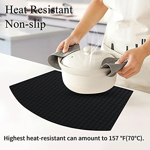 Homaxy Faux Leather Strip Woven Round Table Placemats, Set of 6 Heat Insulation Stain Resistant Non-Slip Table Mats for Kitchen Table, Washable Wipe Clean Fan Shape Wedge Place Mats, Black - DunbiBeauty, LLC