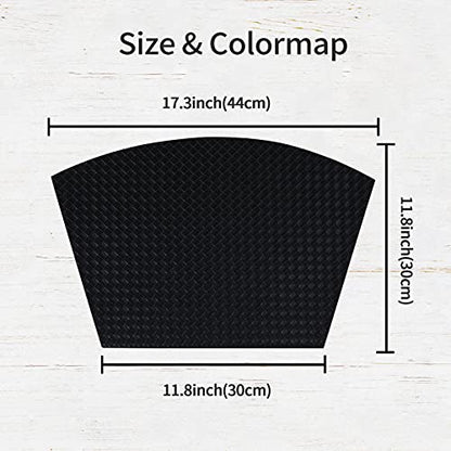 Homaxy Faux Leather Strip Woven Round Table Placemats, Set of 6 Heat Insulation Stain Resistant Non-Slip Table Mats for Kitchen Table, Washable Wipe Clean Fan Shape Wedge Place Mats, Black - DunbiBeauty, LLC