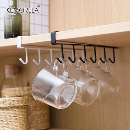 Home Seamless Kitchen Storage Rack Nail-Free Hanging Wrought Iron Wardrobe Hook Kitchen Organizer - DunbiBeauty, LLC